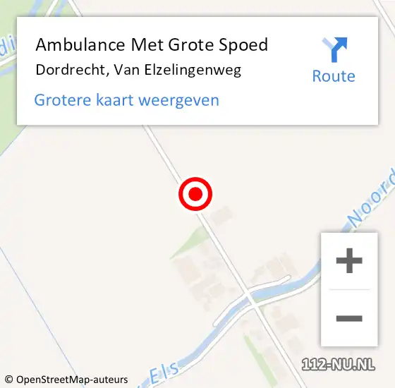 Locatie op kaart van de 112 melding: Ambulance Met Grote Spoed Naar Dordrecht, Van Elzelingenweg op 19 augustus 2023 08:56