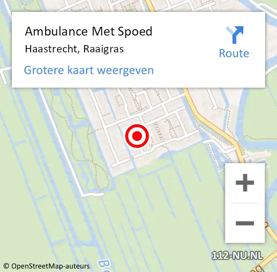 Locatie op kaart van de 112 melding: Ambulance Met Spoed Naar Haastrecht, Raaigras op 19 augustus 2023 08:59