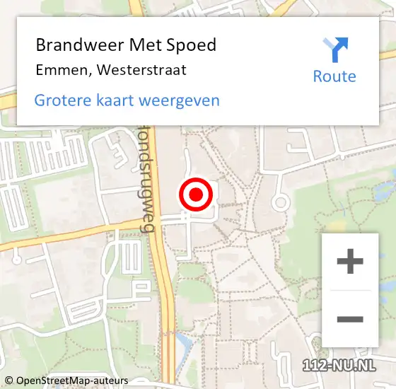 Locatie op kaart van de 112 melding: Brandweer Met Spoed Naar Emmen, Westerstraat op 19 augustus 2023 10:15