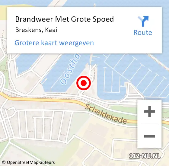 Locatie op kaart van de 112 melding: Brandweer Met Grote Spoed Naar Breskens, Kaai op 19 augustus 2023 10:41