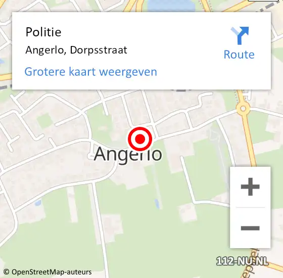 Locatie op kaart van de 112 melding: Politie Angerlo, Dorpsstraat op 19 augustus 2023 10:45