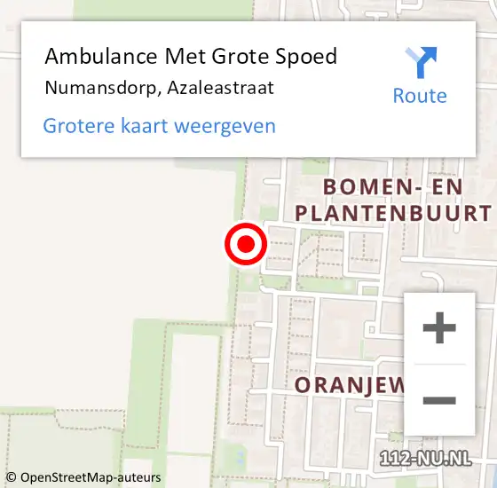 Locatie op kaart van de 112 melding: Ambulance Met Grote Spoed Naar Numansdorp, Azaleastraat op 19 augustus 2023 10:45