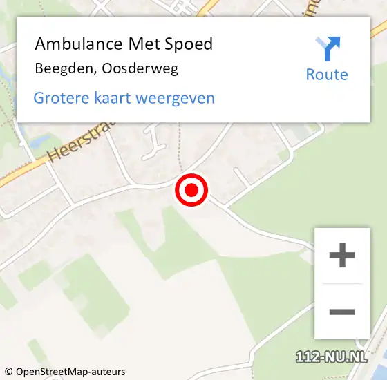 Locatie op kaart van de 112 melding: Ambulance Met Spoed Naar Beegden, Oosderweg op 19 augustus 2023 11:13