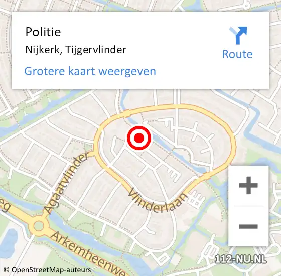 Locatie op kaart van de 112 melding: Politie Nijkerk, Tijgervlinder op 19 augustus 2023 11:26