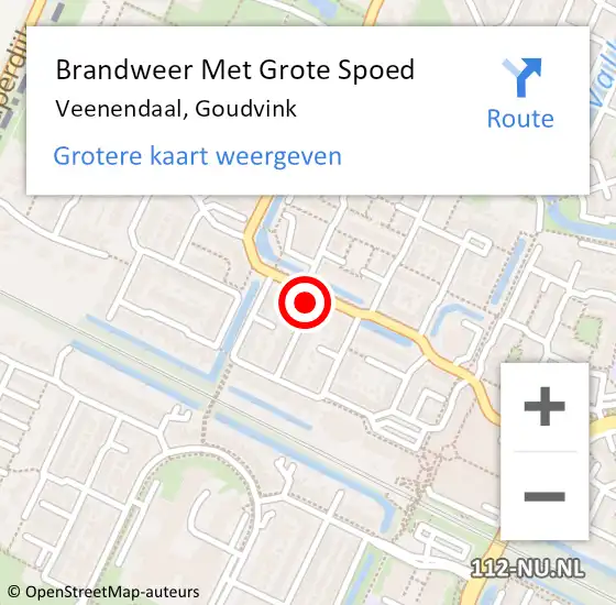 Locatie op kaart van de 112 melding: Brandweer Met Grote Spoed Naar Veenendaal, Goudvink op 19 augustus 2023 11:29