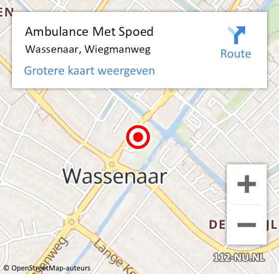 Locatie op kaart van de 112 melding: Ambulance Met Spoed Naar Wassenaar, Wiegmanweg op 19 augustus 2023 11:36