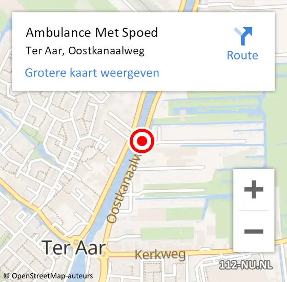 Locatie op kaart van de 112 melding: Ambulance Met Spoed Naar Ter Aar, Oostkanaalweg op 5 september 2014 10:03