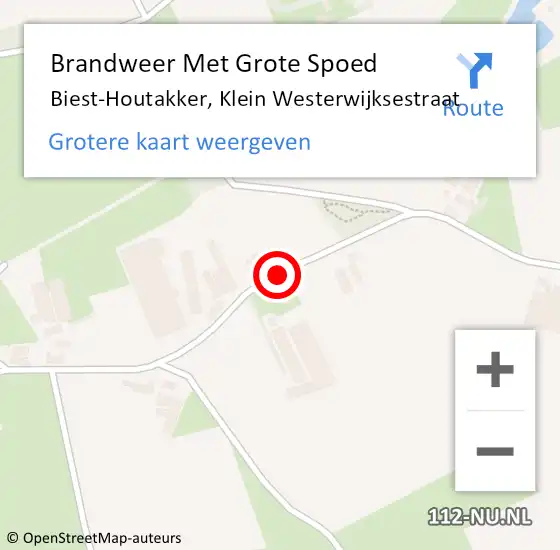 Locatie op kaart van de 112 melding: Brandweer Met Grote Spoed Naar Biest-Houtakker, Klein Westerwijksestraat op 5 september 2014 10:04