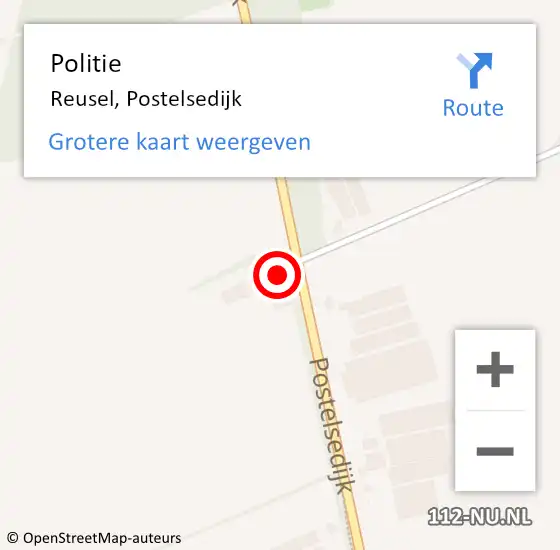 Locatie op kaart van de 112 melding: Politie Reusel, Postelsedijk op 19 augustus 2023 12:03