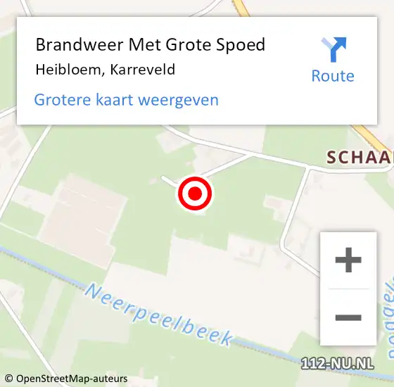 Locatie op kaart van de 112 melding: Brandweer Met Grote Spoed Naar Heibloem, Karreveld op 19 augustus 2023 12:24