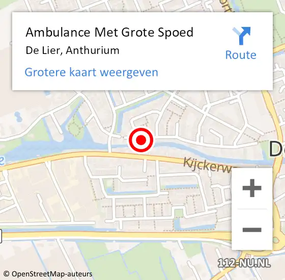 Locatie op kaart van de 112 melding: Ambulance Met Grote Spoed Naar De Lier, Anthurium op 19 augustus 2023 12:43