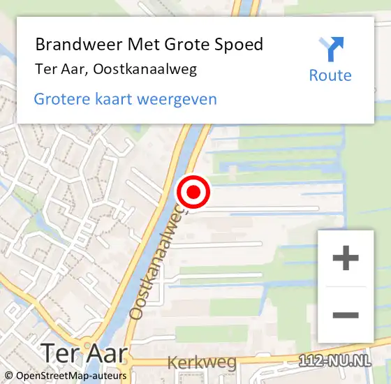 Locatie op kaart van de 112 melding: Brandweer Met Grote Spoed Naar Ter Aar, Oostkanaalweg op 5 september 2014 10:08