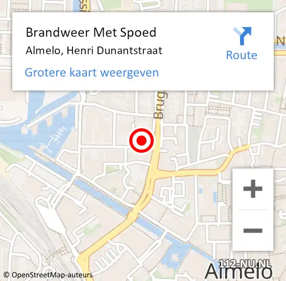 Locatie op kaart van de 112 melding: Brandweer Met Spoed Naar Almelo, Henri Dunantstraat op 19 augustus 2023 13:07