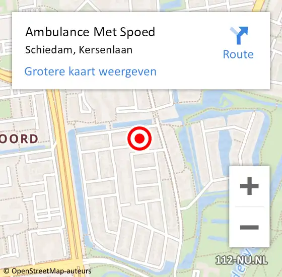 Locatie op kaart van de 112 melding: Ambulance Met Spoed Naar Schiedam, Kersenlaan op 19 augustus 2023 13:11