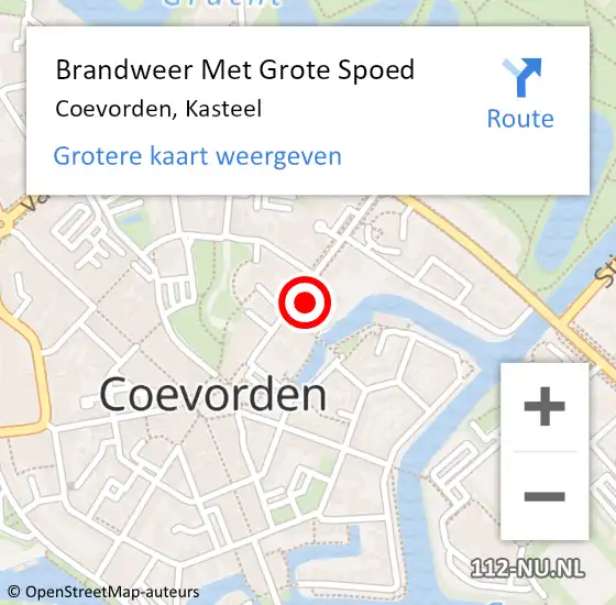 Locatie op kaart van de 112 melding: Brandweer Met Grote Spoed Naar Coevorden, Kasteel op 19 augustus 2023 13:33