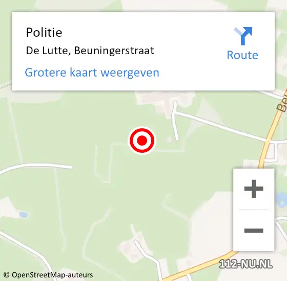 Locatie op kaart van de 112 melding: Politie De Lutte, Beuningerstraat op 19 augustus 2023 13:42