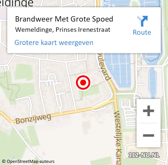 Locatie op kaart van de 112 melding: Brandweer Met Grote Spoed Naar Wemeldinge, Prinses Irenestraat op 19 augustus 2023 14:03