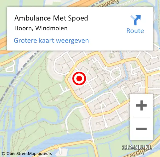 Locatie op kaart van de 112 melding: Ambulance Met Spoed Naar Hoorn, Windmolen op 19 augustus 2023 14:10