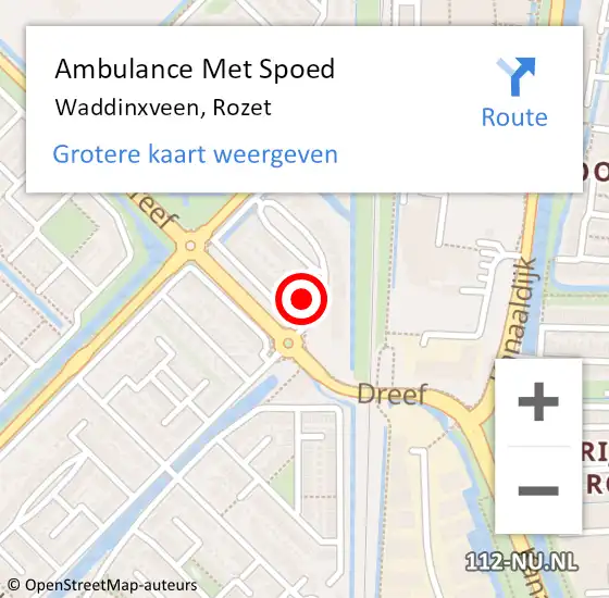 Locatie op kaart van de 112 melding: Ambulance Met Spoed Naar Waddinxveen, Rozet op 19 augustus 2023 15:18