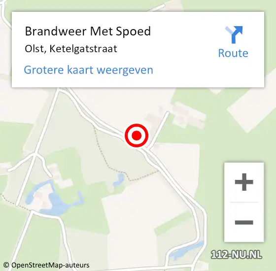 Locatie op kaart van de 112 melding: Brandweer Met Spoed Naar Olst, Ketelgatstraat op 19 augustus 2023 15:36