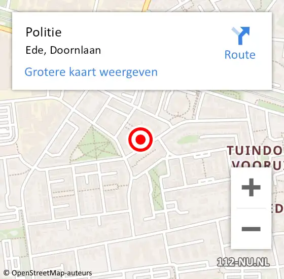 Locatie op kaart van de 112 melding: Politie Ede, Doornlaan op 19 augustus 2023 15:48