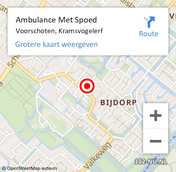Locatie op kaart van de 112 melding: Ambulance Met Spoed Naar Voorschoten, Kramsvogelerf op 19 augustus 2023 16:10