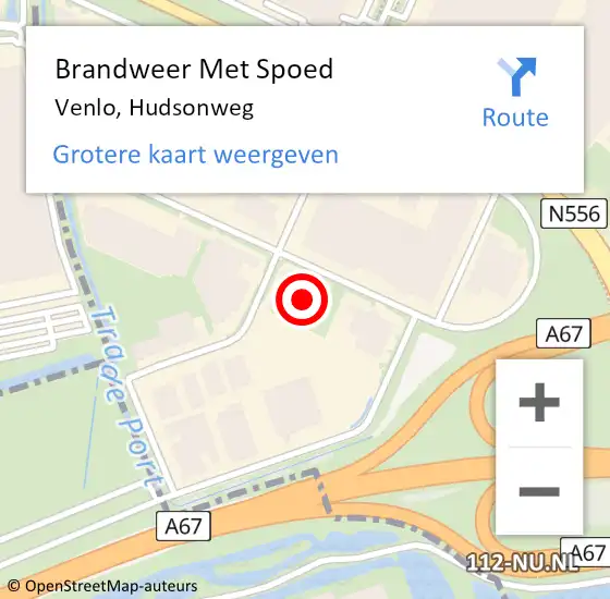 Locatie op kaart van de 112 melding: Brandweer Met Spoed Naar Venlo, Hudsonweg op 19 augustus 2023 16:20