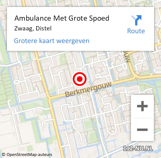 Locatie op kaart van de 112 melding: Ambulance Met Grote Spoed Naar Zwaag, Distel op 19 augustus 2023 16:29