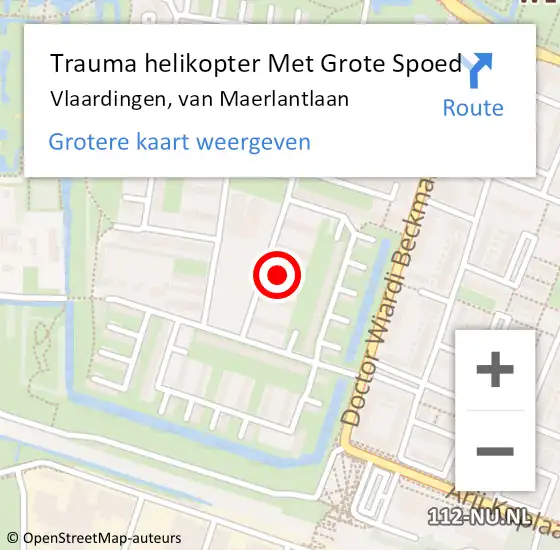 Locatie op kaart van de 112 melding: Trauma helikopter Met Grote Spoed Naar Vlaardingen, van Maerlantlaan op 19 augustus 2023 16:33