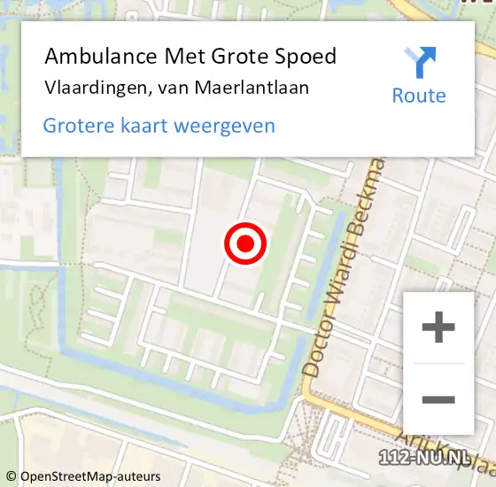 Locatie op kaart van de 112 melding: Ambulance Met Grote Spoed Naar Vlaardingen, van Maerlantlaan op 19 augustus 2023 16:41