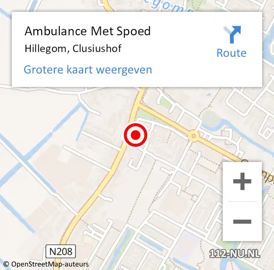 Locatie op kaart van de 112 melding: Ambulance Met Spoed Naar Hillegom, Clusiushof op 19 augustus 2023 16:51