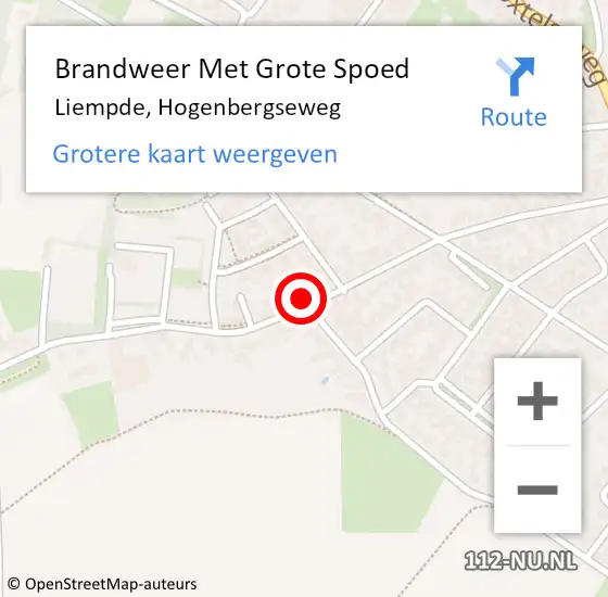 Locatie op kaart van de 112 melding: Brandweer Met Grote Spoed Naar Liempde, Hogenbergseweg op 19 augustus 2023 17:14