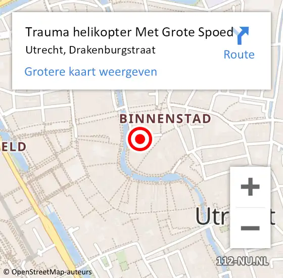 Locatie op kaart van de 112 melding: Trauma helikopter Met Grote Spoed Naar Utrecht, Drakenburgstraat op 19 augustus 2023 17:37