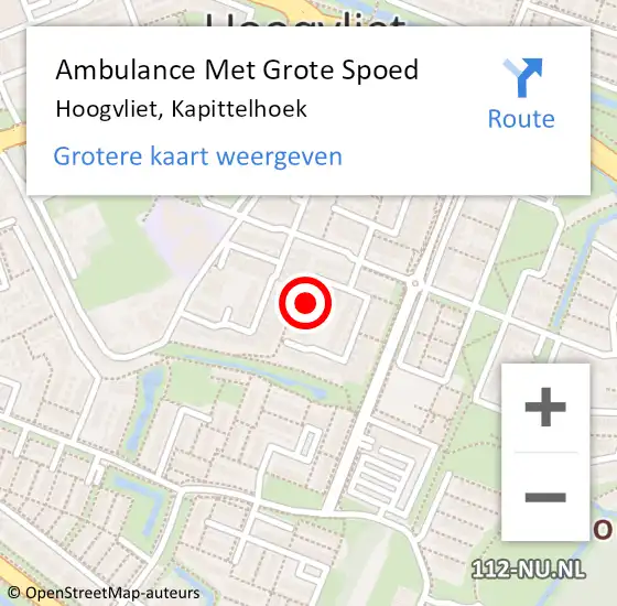 Locatie op kaart van de 112 melding: Ambulance Met Grote Spoed Naar Hoogvliet, Kapittelhoek op 19 augustus 2023 17:53