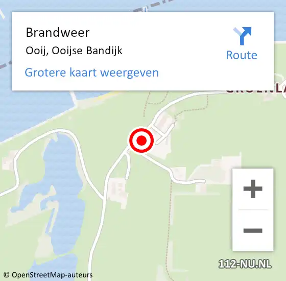 Locatie op kaart van de 112 melding: Brandweer Ooij, Ooijse Bandijk op 19 augustus 2023 19:33