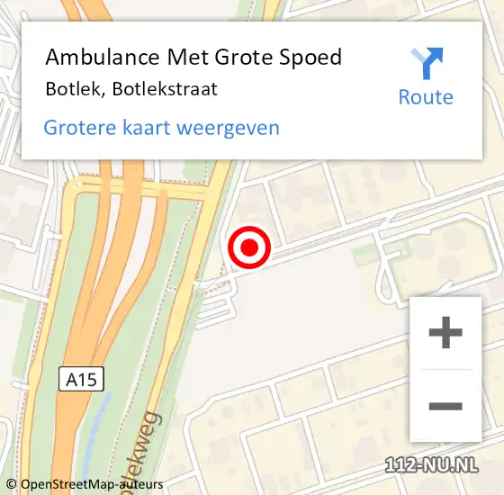 Locatie op kaart van de 112 melding: Ambulance Met Grote Spoed Naar Botlek, Botlekstraat op 5 september 2014 10:46