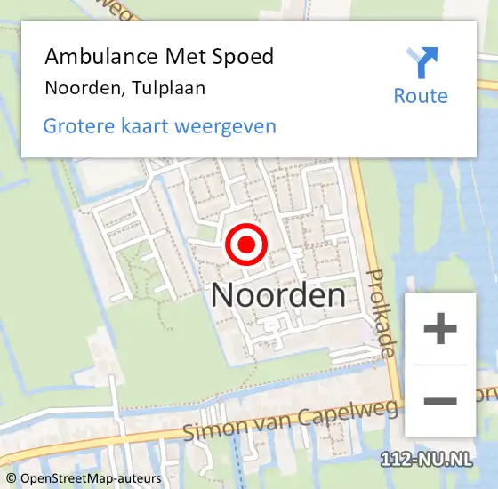 Locatie op kaart van de 112 melding: Ambulance Met Spoed Naar Noorden, Tulplaan op 19 augustus 2023 19:38