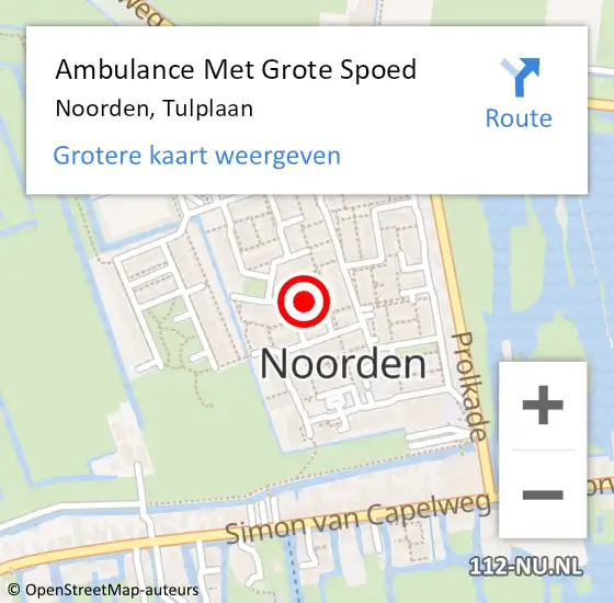 Locatie op kaart van de 112 melding: Ambulance Met Grote Spoed Naar Noorden, Tulplaan op 19 augustus 2023 19:46