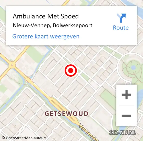 Locatie op kaart van de 112 melding: Ambulance Met Spoed Naar Nieuw-Vennep, Bolwerksepoort op 19 augustus 2023 20:20