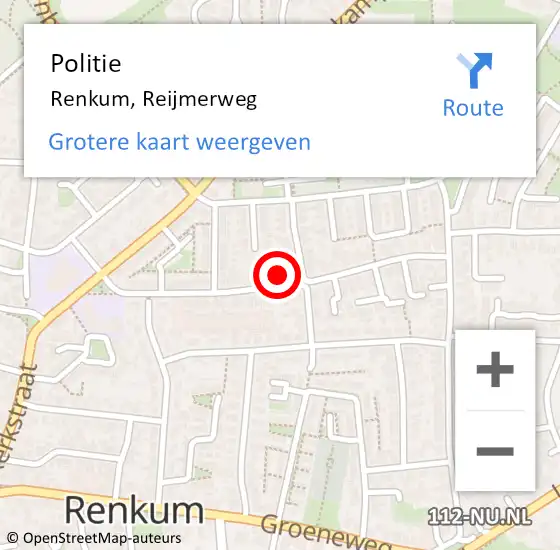 Locatie op kaart van de 112 melding: Politie Renkum, Reijmerweg op 19 augustus 2023 20:22