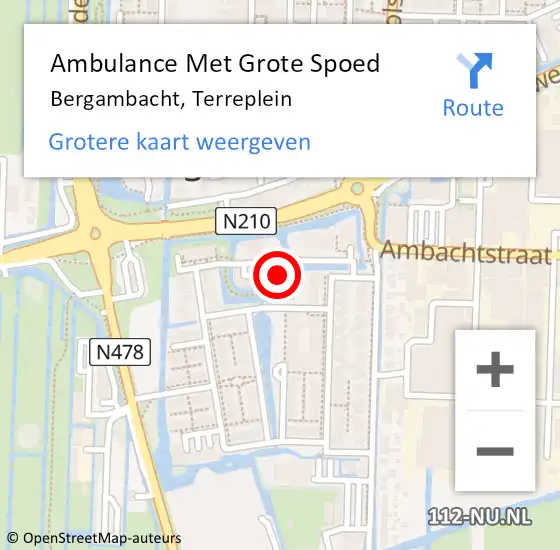 Locatie op kaart van de 112 melding: Ambulance Met Grote Spoed Naar Bergambacht, Terreplein op 19 augustus 2023 20:31