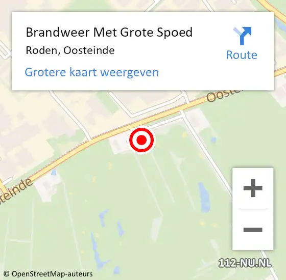 Locatie op kaart van de 112 melding: Brandweer Met Grote Spoed Naar Roden, Oosteinde op 19 augustus 2023 20:50