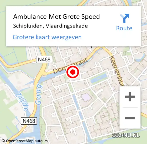 Locatie op kaart van de 112 melding: Ambulance Met Grote Spoed Naar Schipluiden, Vlaardingsekade op 19 augustus 2023 20:52