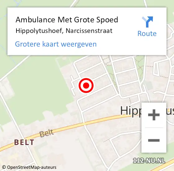 Locatie op kaart van de 112 melding: Ambulance Met Grote Spoed Naar Hippolytushoef, Narcissenstraat op 19 augustus 2023 20:54