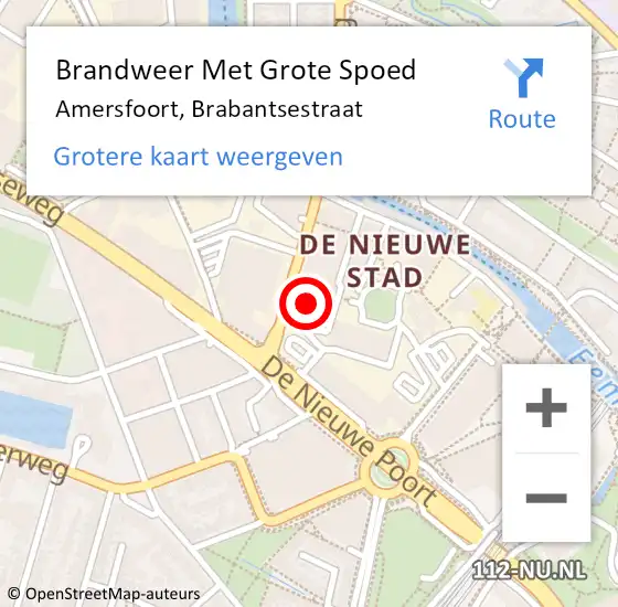 Locatie op kaart van de 112 melding: Brandweer Met Grote Spoed Naar Amersfoort, Brabantsestraat op 19 augustus 2023 20:56