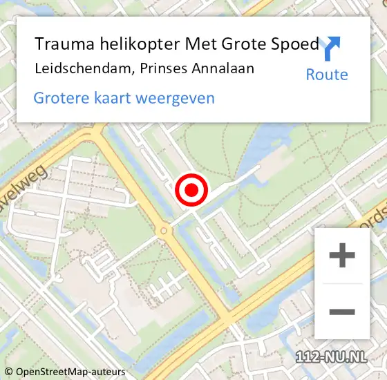 Locatie op kaart van de 112 melding: Trauma helikopter Met Grote Spoed Naar Leidschendam, Prinses Annalaan op 19 augustus 2023 21:07