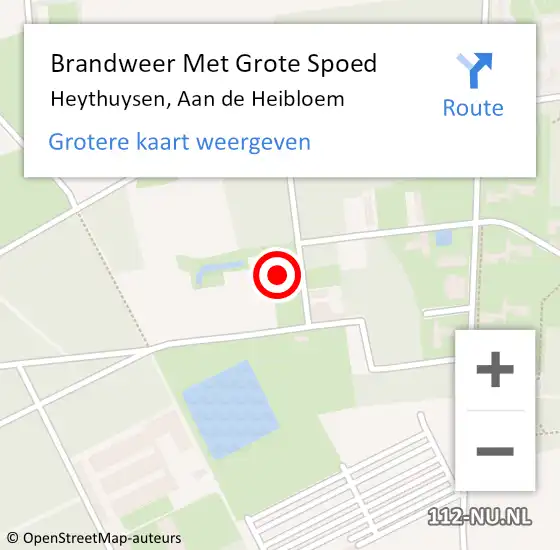 Locatie op kaart van de 112 melding: Brandweer Met Grote Spoed Naar Heythuysen, Aan de Heibloem op 19 augustus 2023 21:16