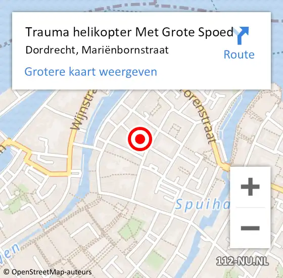 Locatie op kaart van de 112 melding: Trauma helikopter Met Grote Spoed Naar Dordrecht, Mariënbornstraat op 19 augustus 2023 21:50