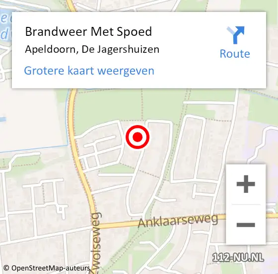 Locatie op kaart van de 112 melding: Brandweer Met Spoed Naar Apeldoorn, De Jagershuizen op 19 augustus 2023 22:03