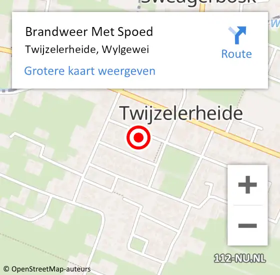 Locatie op kaart van de 112 melding: Brandweer Met Spoed Naar Twijzelerheide, Wylgewei op 19 augustus 2023 23:58